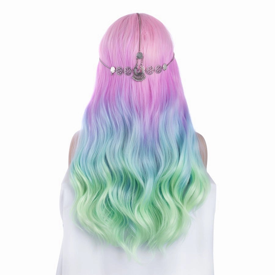 Mermaid - Colorful Long Wavy Synthetic Lace Front Wig Imstyle