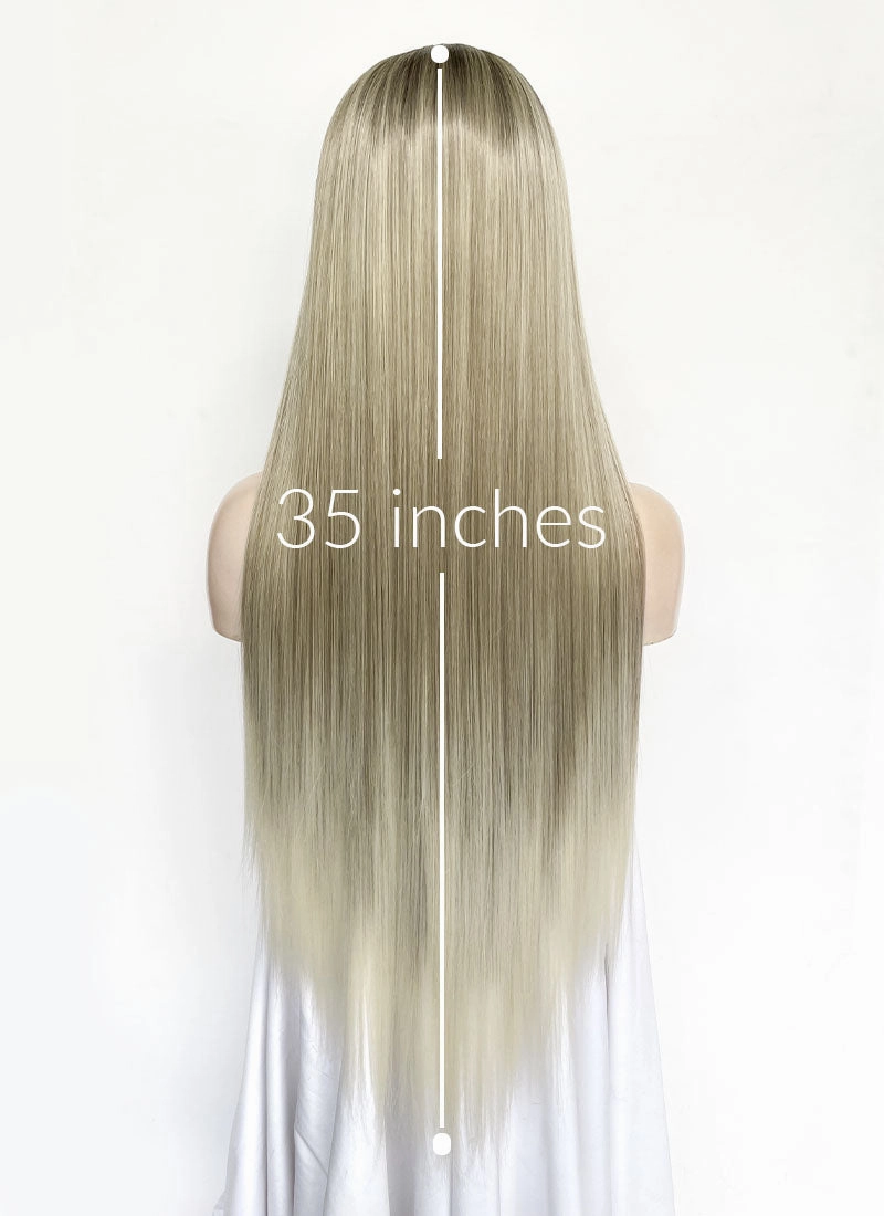 Mixed Blonde Money Piece Straight 13" x 6" Lace Top Lace Front Synthetic Wig LFS046