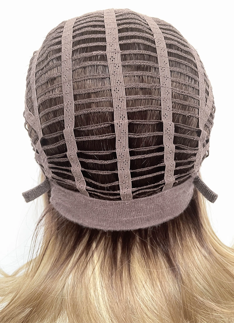 Mixed Blonde With Dark Roots Straight Mono Top Bob Lace Wig MN002