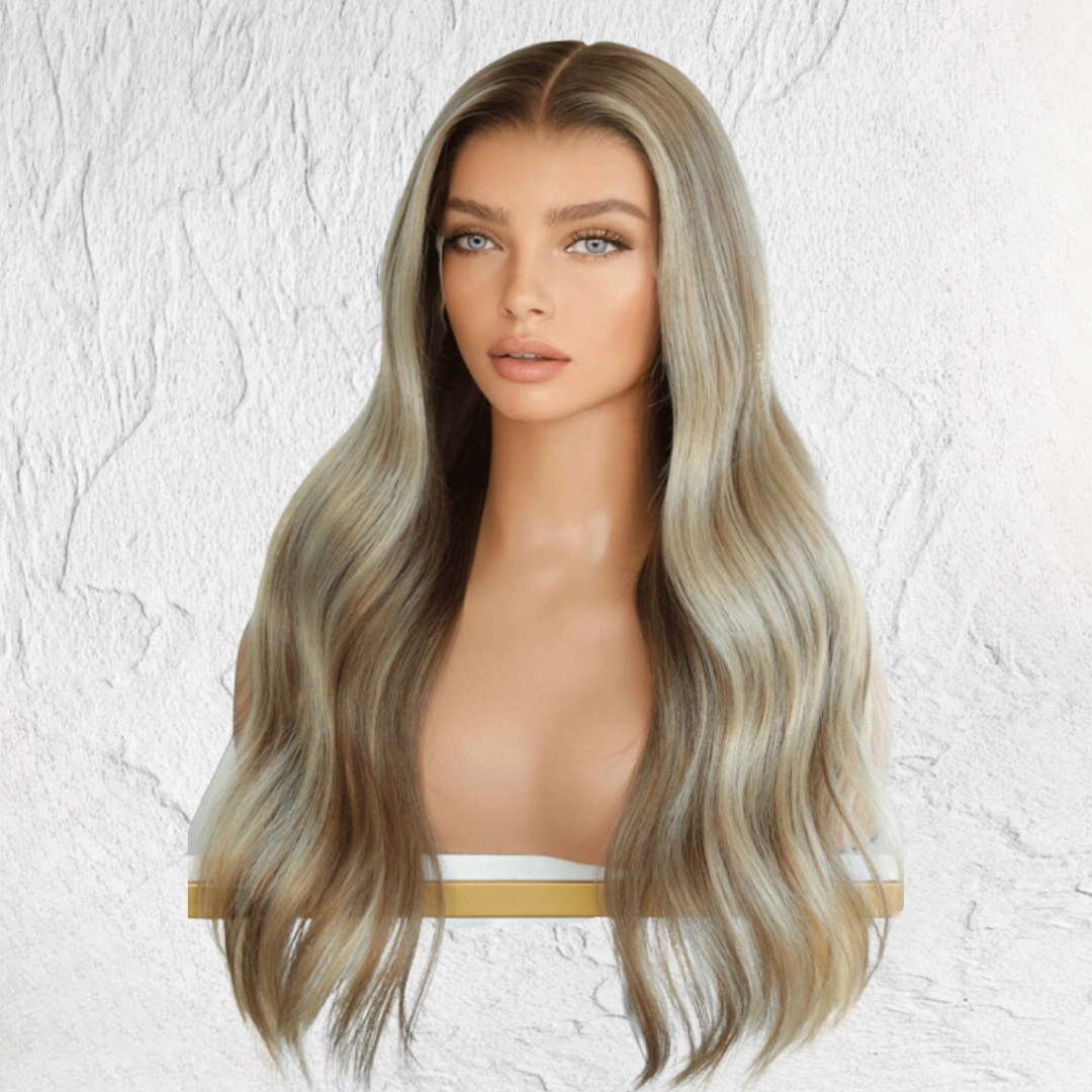 Mixed Root Blonde Human Hair Lace Front Wig