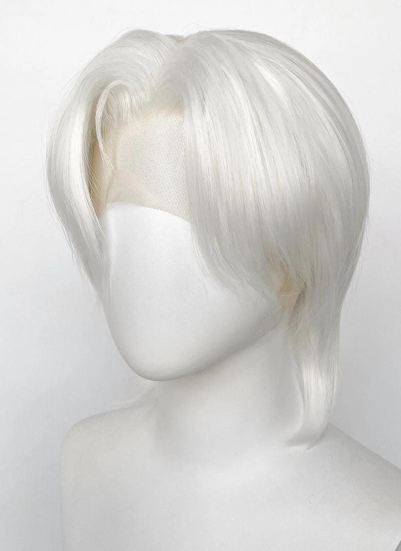 Pure White Straight Lace Front Synthetic Men's Wig LF6086