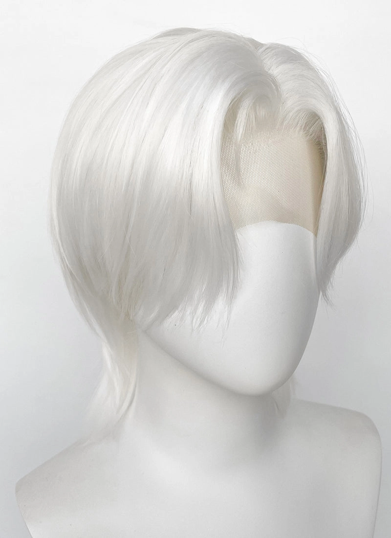 Pure White Straight Lace Front Synthetic Men's Wig LF6086