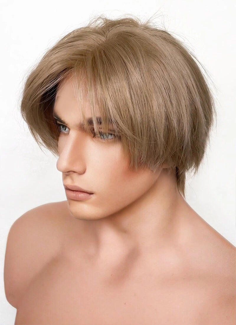 Resident Evil 4 Leon S. Kennedy Brunette Blonde Straight Lace Front Kanekalon Synthetic Men's Wig LF6009