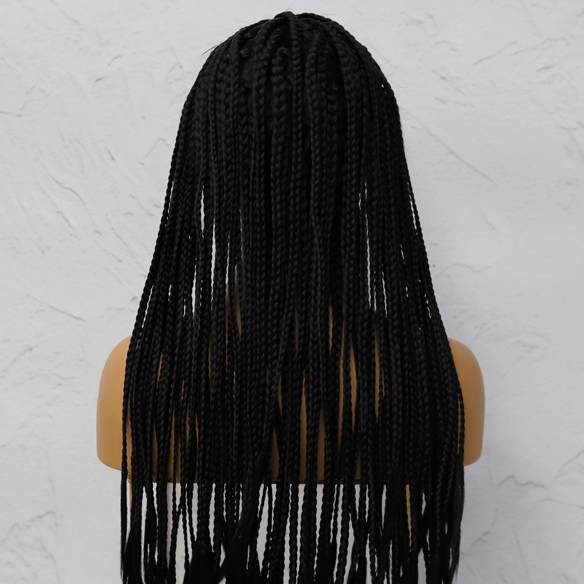 SAMPLE PHOENIX BLACK Braided 26" Lace Front Wig - Pre Cut Lace