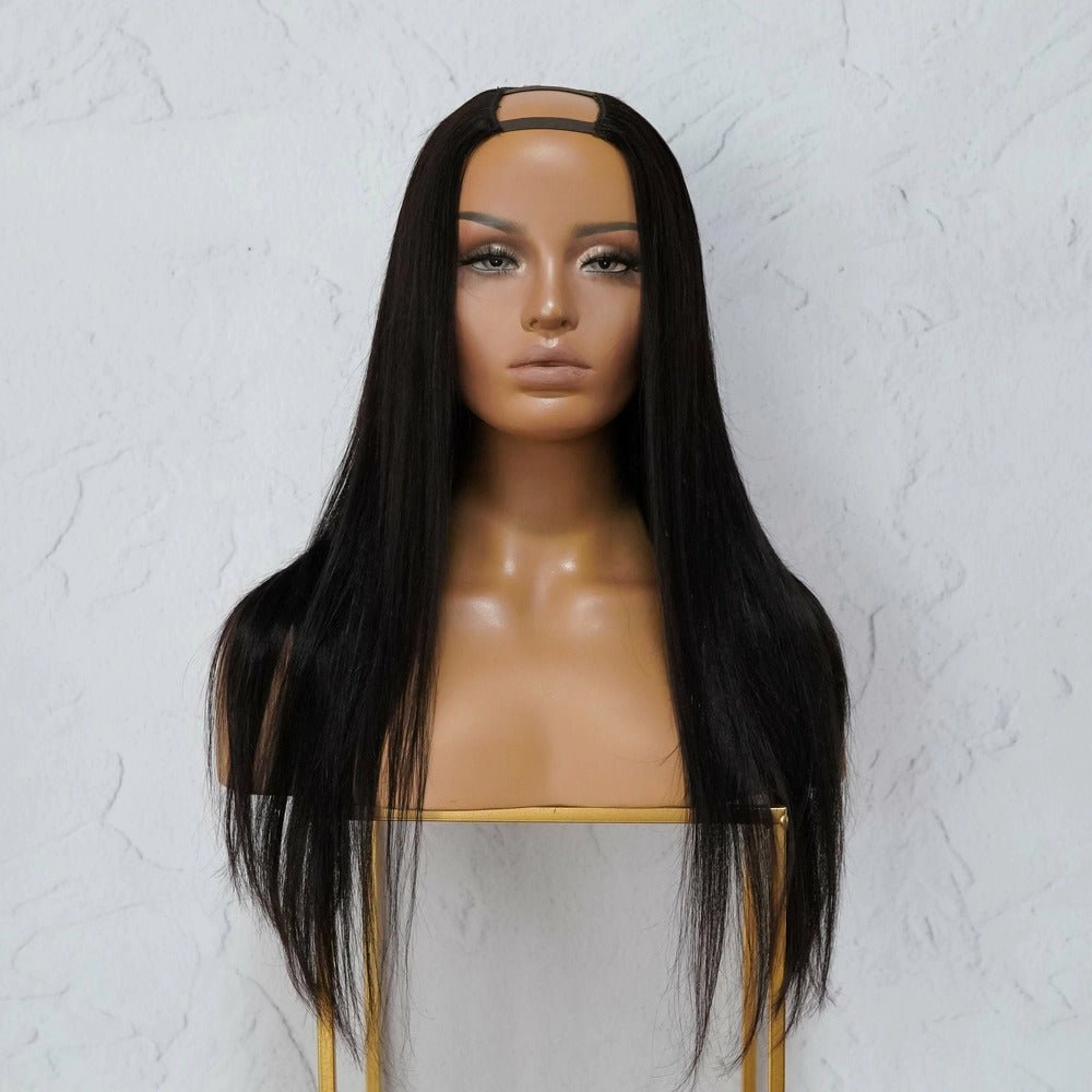 SARAH Black Human Hair U Part Wig
