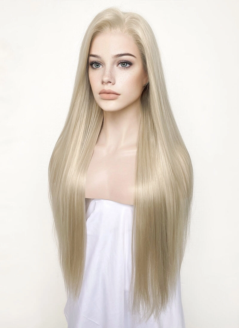 Straight Pastel Ash Blonde Lace Front Synthetic Wig LW780