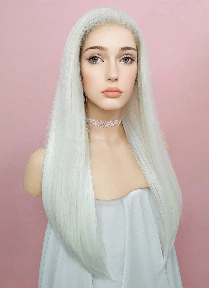 Straight White Lace Front Synthetic Wig LF387