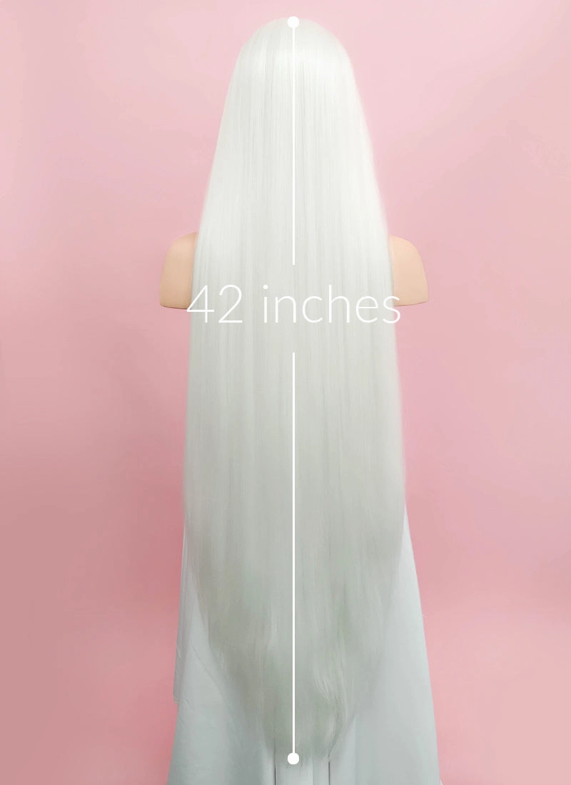 Straight Yaki White Lace Front Synthetic Wig LF701B