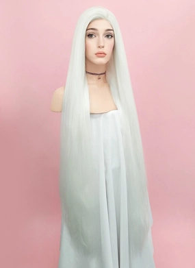 Straight Yaki White Lace Front Synthetic Wig LF701B