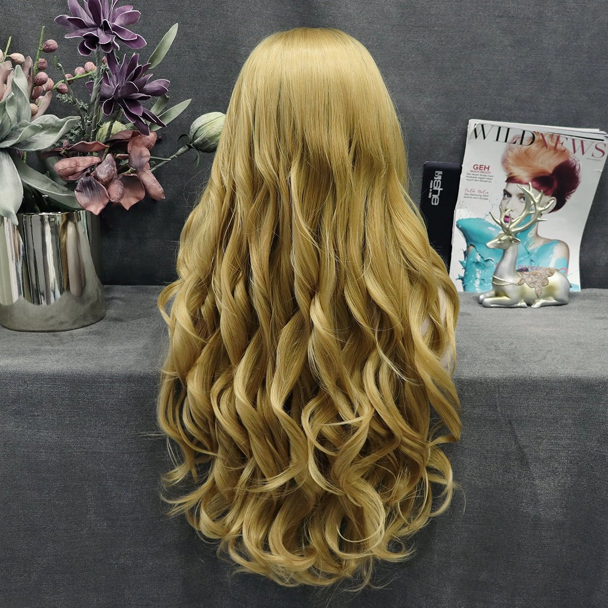 Tina - Blonde With Dark Root Long Wavy Synthetic Lace Front Wig