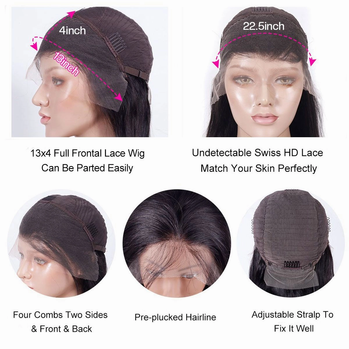 Tuneful 134 Full Frontal HD Lace Wigs Straight 5x5 HD Lace Closure Wigs Undetectable Lace