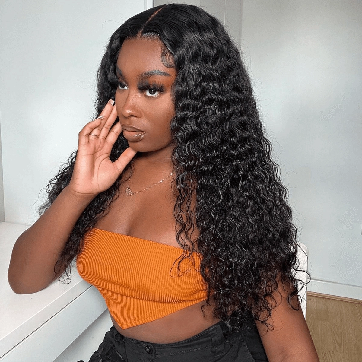 Tuneful 13x4 Undetectable HD Lace Full Frontal Wigs Human Hair 5x5 HD Lace Closure Deep Wave Wigs