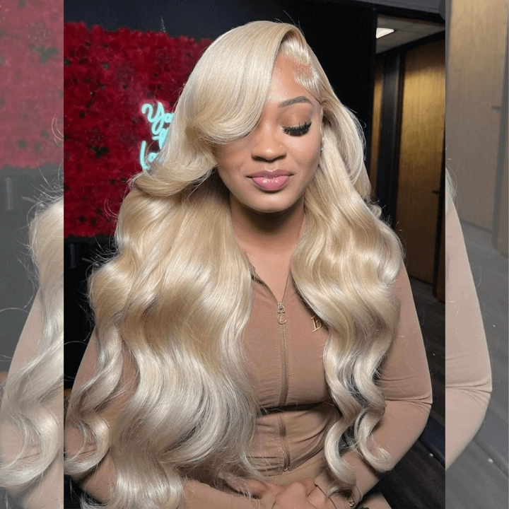 Tuneful 613 Blonde Body Wave 13x6 Transparent Lace Frontal Wigs 180% Density Human Hair Wigs  Bogo Deal
