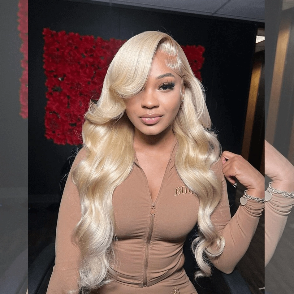 Tuneful 613 Blonde Body Wave 13x6 Transparent Lace Frontal Wigs 180% Density Human Hair Wigs  Bogo Deal
