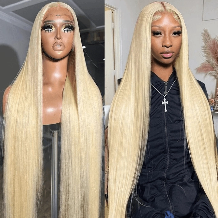 Tuneful 613 Blonde Straight 13x6 Transparent Lace Frontal Wigs 180% Density Human Hair Wigs  Bogo Deal