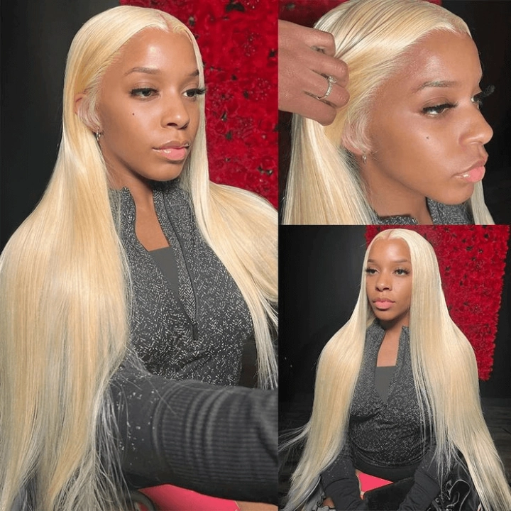 Tuneful 613 Blonde Straight 13x6 Transparent Lace Frontal Wigs 180% Density Human Hair Wigs  Bogo Deal