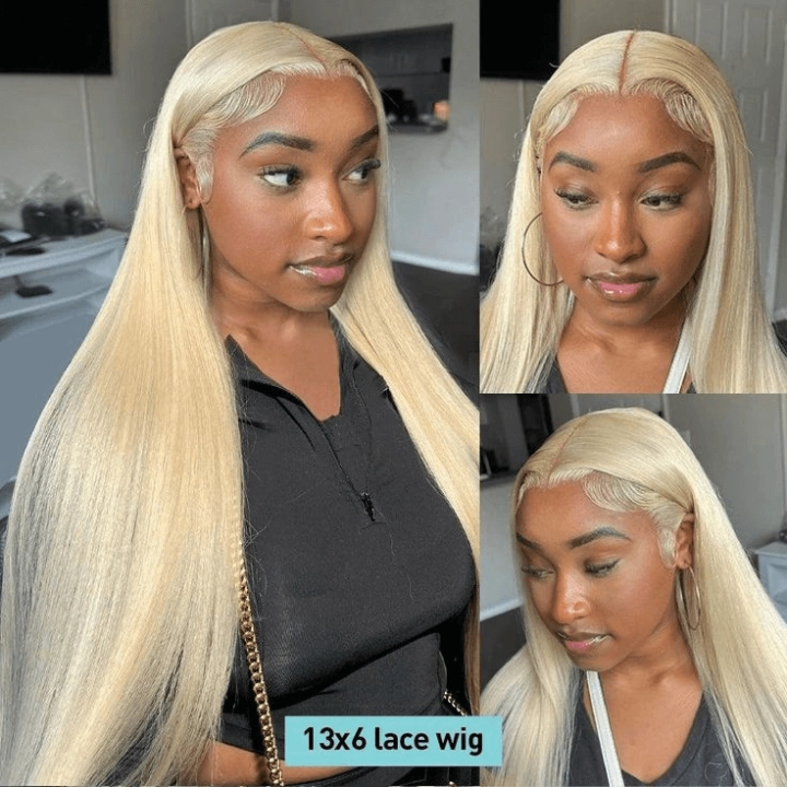 Tuneful 613 Blonde Straight 13x6 Transparent Lace Frontal Wigs 180% Density Human Hair Wigs  Bogo Deal