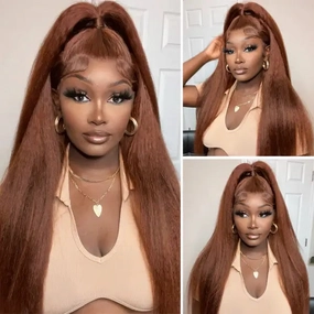 Tuneful  Glueless #33 Auburn Color Glueless 13x6 5x5 6x5 Lace Front Closure Human Hair Wigs Kinky Straight Wigs 180% Density