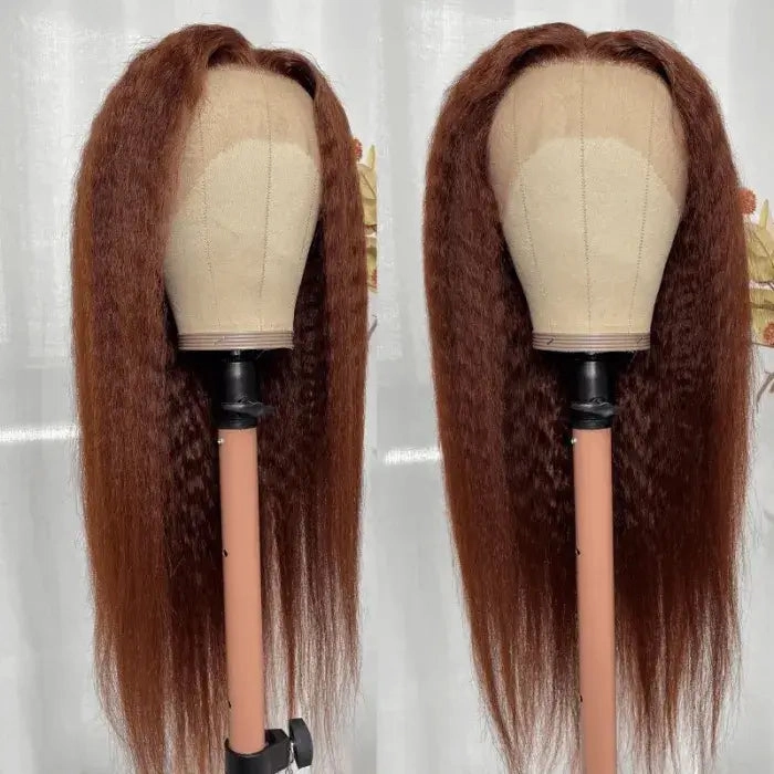 Tuneful  Glueless #33 Auburn Color Glueless 13x6 5x5 6x5 Lace Front Closure Human Hair Wigs Kinky Straight Wigs 180% Density