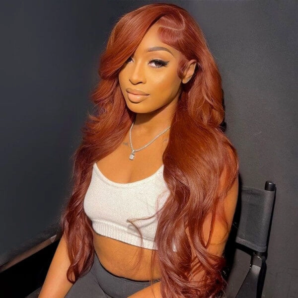 Tuneful Glueless Auburn Brown Colored 13x6 5x5 6x5 Lace Frontal Closure  Body Wave Wigs 180% Density