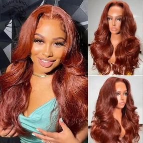 Tuneful Glueless Auburn Brown Colored 13x6 5x5 6x5 Lace Frontal Closure  Body Wave Wigs 180% Density