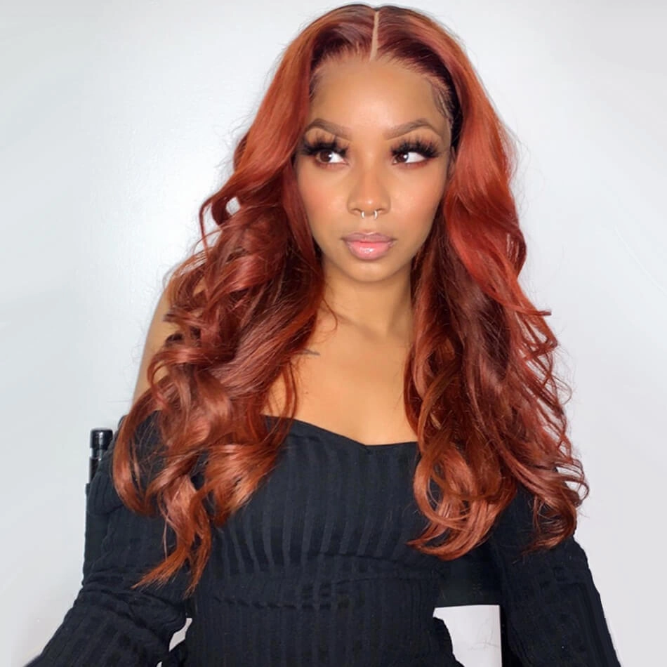 Tuneful Glueless Auburn Brown Colored 13x6 5x5 6x5 Lace Frontal Closure  Body Wave Wigs 180% Density