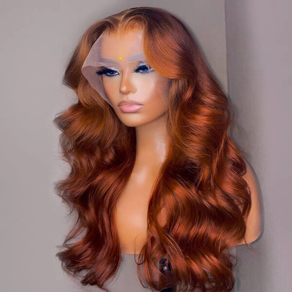 Tuneful Glueless Auburn Brown Colored 13x6 5x5 6x5 Lace Frontal Closure  Body Wave Wigs 180% Density