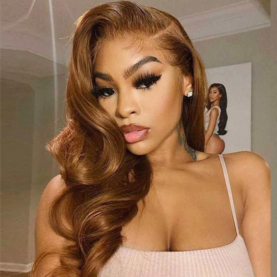 Tuneful Glueless Chestnut Brown #10 Colored 13x6 5x5 6x5 Lace Frontal Closure Body Wave Human Hair Wigs 180% Density