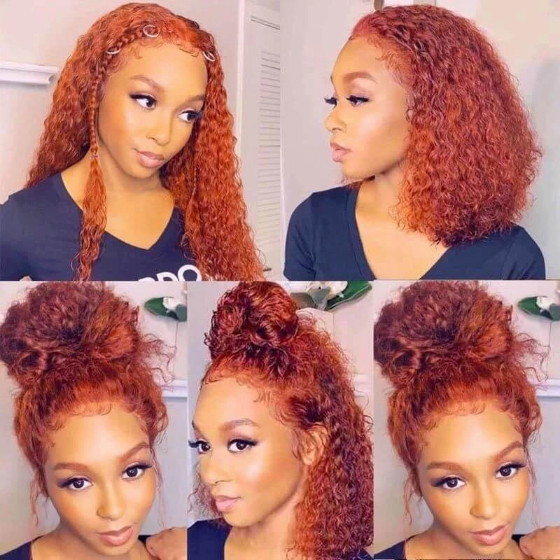 Tuneful Glueless Ginger Color 13x6 5x5 6x5 Lace Front Closure Human Hair Curly Wigs