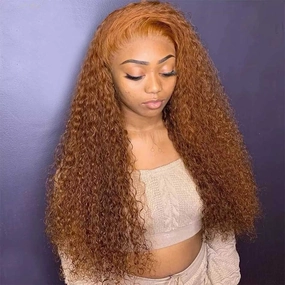 Tuneful Glueless Ginger Colored Curly Human Hair Wigs 13x6 5x5 6x5 Lace Front Closure 180% Density Wigs