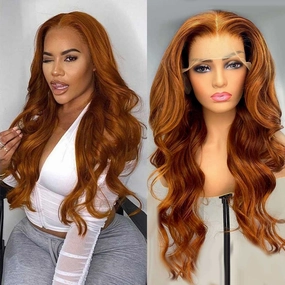 Tuneful Glueless Ginger Orange Color 13x6 5x5 6x5 Lace Front Closure Human Hair Wigs Body Wave Wigs 180% Density  Ashley Bedeck Recommend