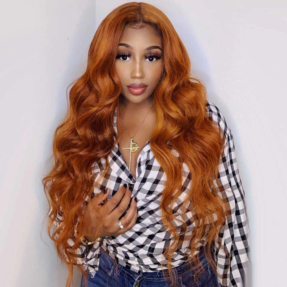 Tuneful Glueless Ginger Orange Color 13x6 5x5 6x5 Lace Front Closure Human Hair Wigs Body Wave Wigs 180% Density  Ashley Bedeck Recommend
