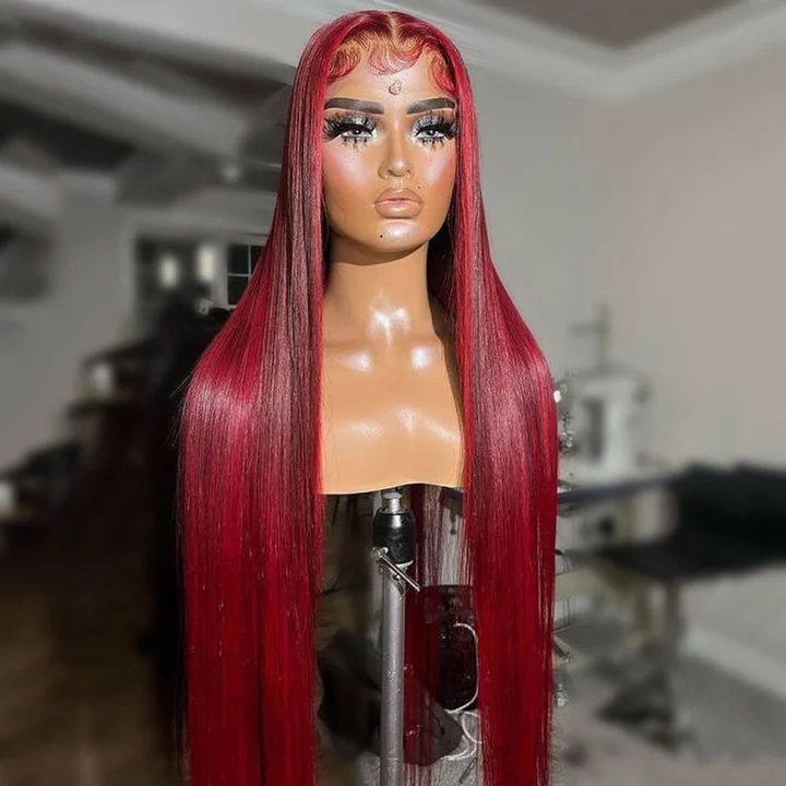 Tuneful Glueless Red Balayage Color 13x6 6x5 Lace Frontal Closure Human Hair Wigs