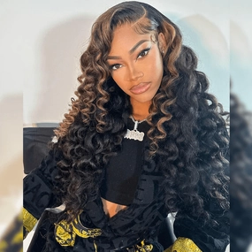 Tuneful Highlight Colored 13x6 5x5 6x5 Lace Front Closure Loose Deep Wave Wig