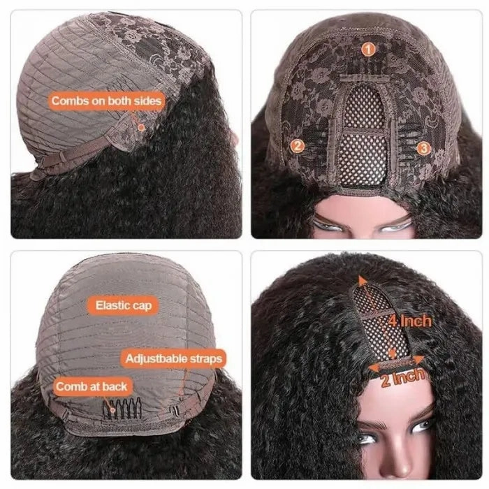Tuneful Jerry Curly U Part Wig Meets Real Scalp Glueless Wigs Virgin Human Hair 180% Density