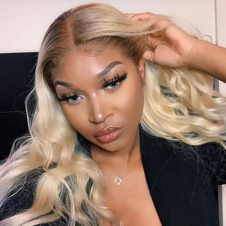 Tuneful Ombre Blonde 4/613 Colored 13x6 Lace Front Human Hair 613 Frontal Wigs 250% Density