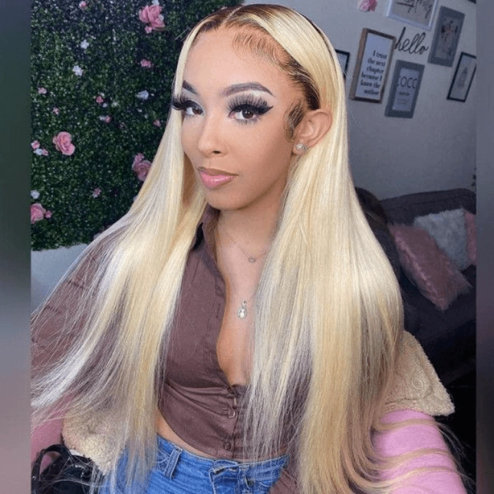 Tuneful Ombre Blonde 4/613 Colored 13x6 Lace Front Human Hair 613 Frontal Wigs 250% Density