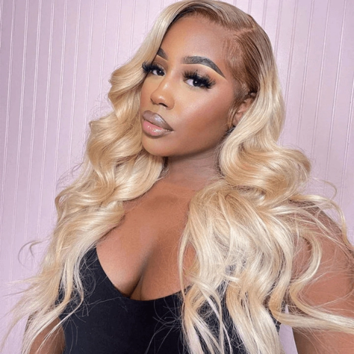 Tuneful Ombre Blonde 4/613 Colored 13x6 Lace Front Human Hair 613 Frontal Wigs 250% Density