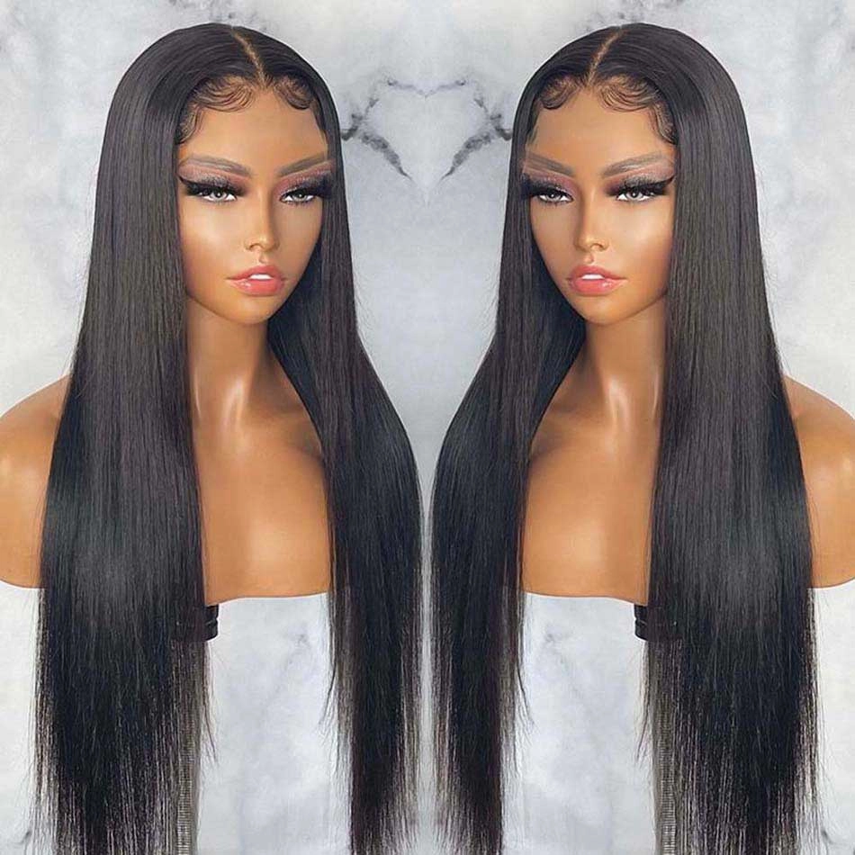 Tuneful Ready To Wear Glueless 6x4 Pre-Bleached Pre-Cut Pre-Plucked Lace 13x6 Lace Front Human Hair Straight Wigs