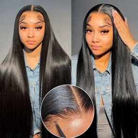 Tuneful Ready To Wear Glueless 6x4 Pre-Bleached Pre-Cut Pre-Plucked Lace 13x6 Lace Front Human Hair Straight Wigs