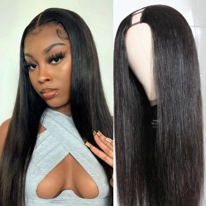 Tuneful Silk Straight Straight U Part Wig Virgin Remy Human Hair Soft Wigs 150% Density Human Hair Wig