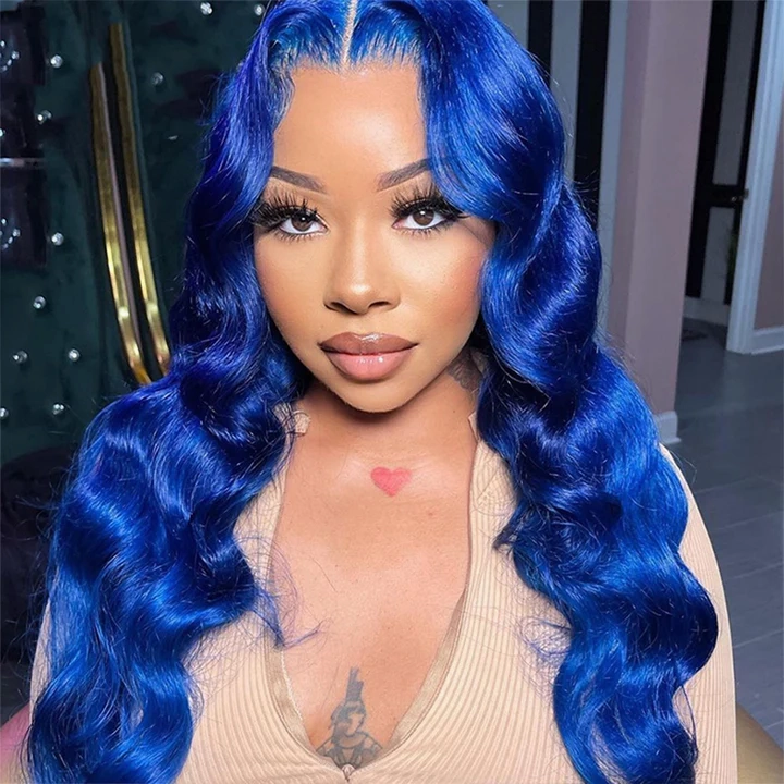 Tuneful Special Blue Colored 13x6 Transparent Lace Frontal  Blonde Colored Wigs 250% Density