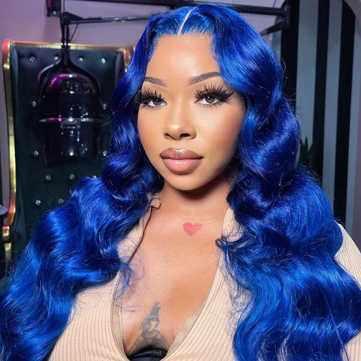 Tuneful Special Blue Colored 13x6 Transparent Lace Frontal  Blonde Colored Wigs 250% Density