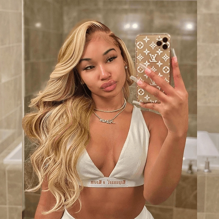 Tuneful Special Customise Blonde Highlight 13x6 HD Lace Frontal Body Wave Wigs 250% Density