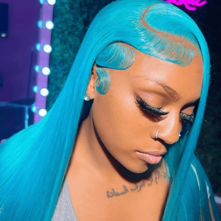 Tuneful Special Customise Blue Colored 13x6 Transparent Lace Front Human Hair 613 Frontal Wigs 250% Density