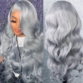 Tuneful Special Customise Grey Colored 13x6 HD Lace Front Human Hair 613 Frontal Wigs 250% Density