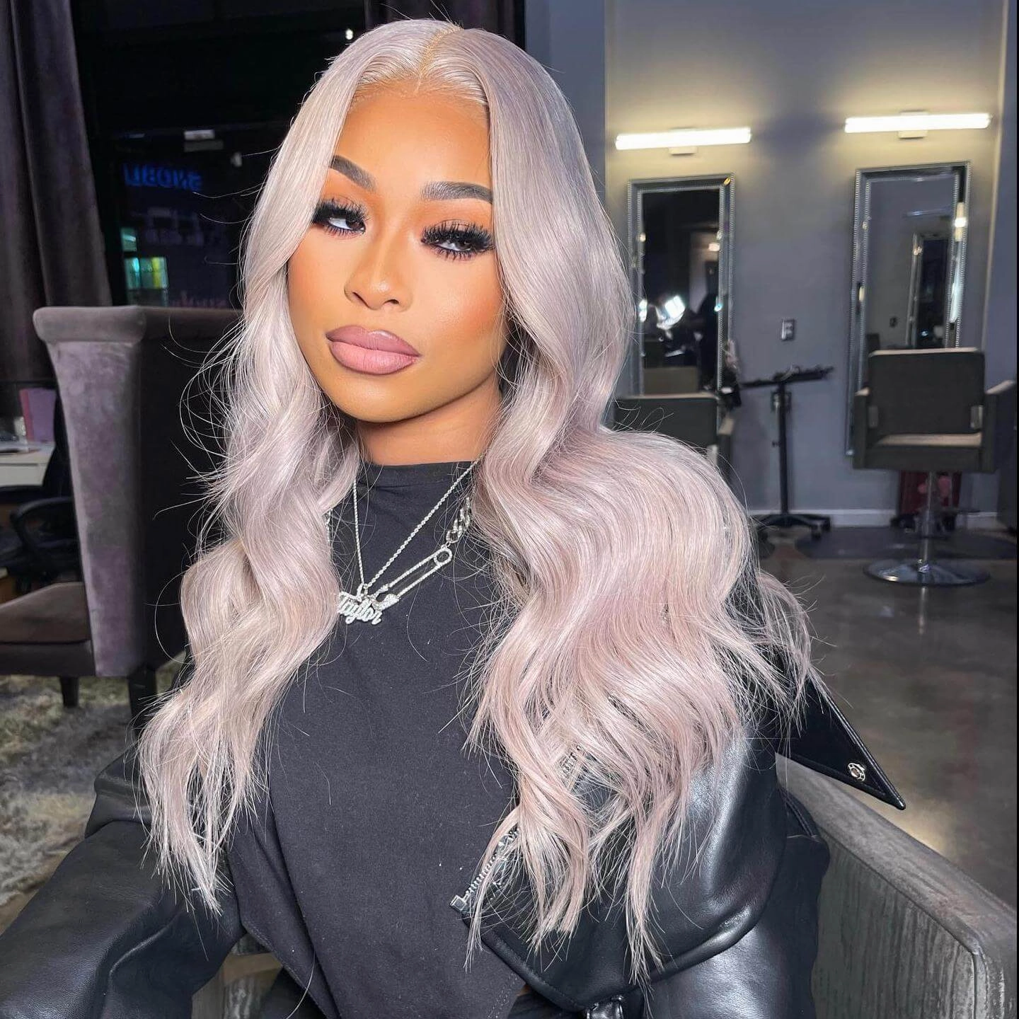 Tuneful Special Customise Light Ash Purple Color Human Hair 613 Wigs