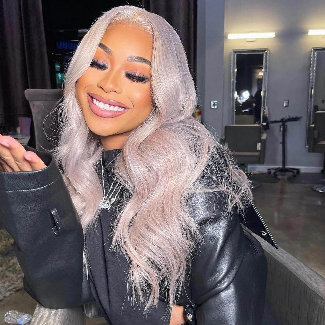 Tuneful Special Customise Light Ash Purple Color Human Hair 613 Wigs