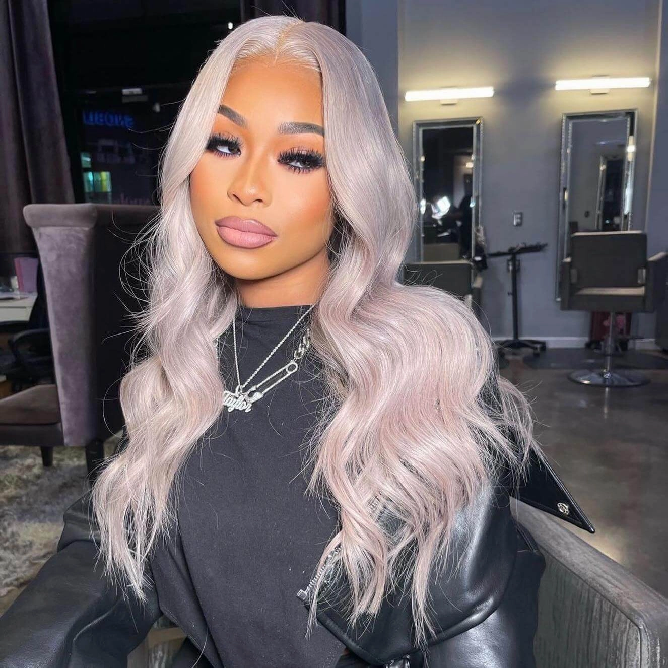 Tuneful Special Customise Light Ash Purple Color Human Hair 613 Wigs
