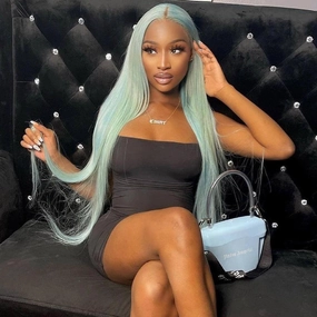 Tuneful Special Customise Light Blue Color Human Hair 613 Wigs